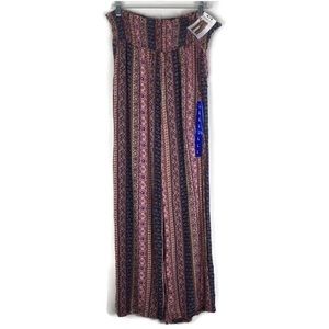 Three Dots Boho Printed Wide Leg Pants in Ornamental Stripe